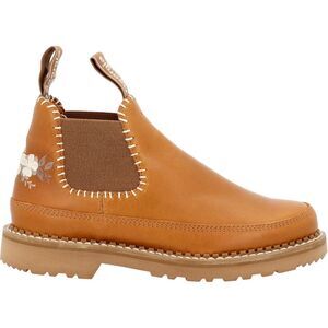 Georgia Boot Womens Floral Chelsea Romeo Brown Boots (NWT)